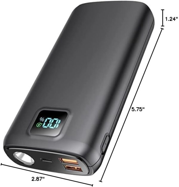 Portable-Charger-Power-Bank - 40000mAh Power Bank PD 30W and QC 4.0 Quick Charging Built-in Bright flashlight LED Display 2 USB 1Type-C Output for Most Electronic Devices on The Market(Carbon Black) - Image 8