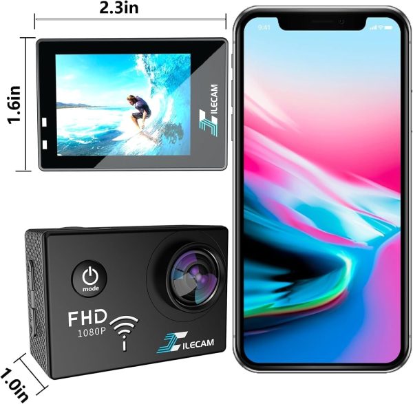 WiFi Sports Camera 4xZoom Action Camera 40m/131ft Underwater Waterproof with 2 X1050 mAh Batteries and Multi-Function (A7pro) - Image 5